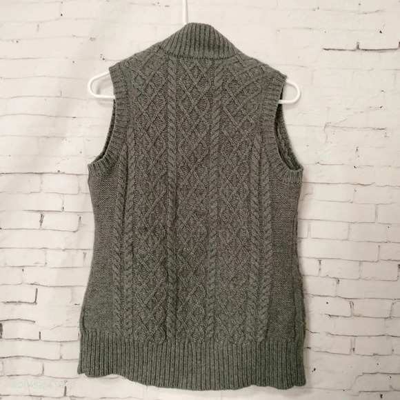 Joie Cashmere Wool Cable Knit Gray Puffer Vest Medium Zipper Closure Insulated - Picture 5 of 12